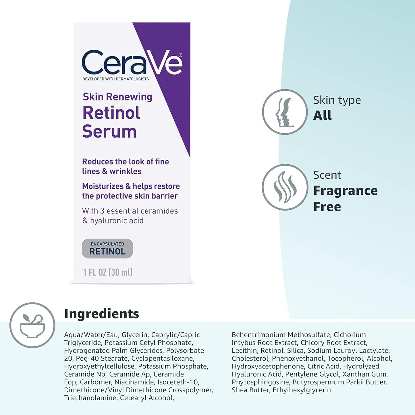 Skin Renewing Retinol Serum – With Hyaluronic Acid & Niacinamide