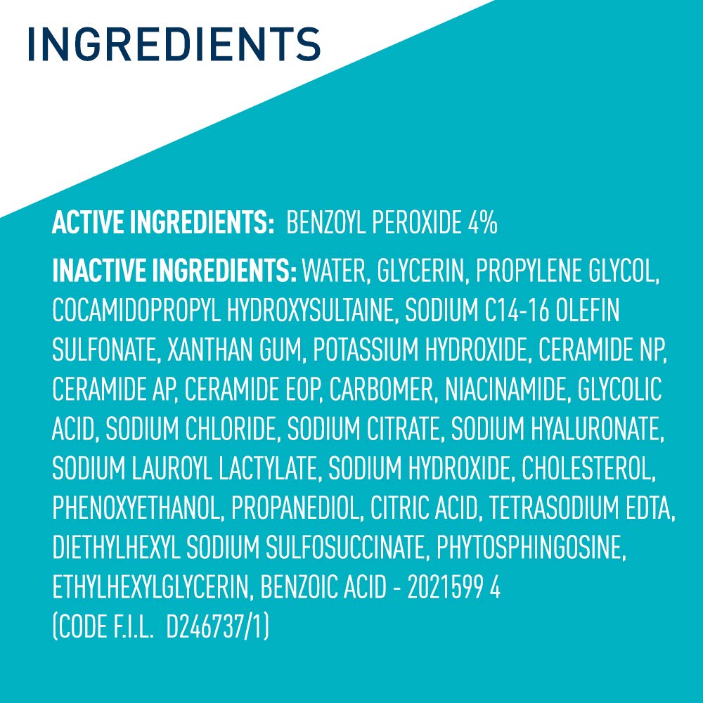 Acne Foaming Cream Cleanser with 4% Benzoyl Peroxide – Gentle Daily Face Wash