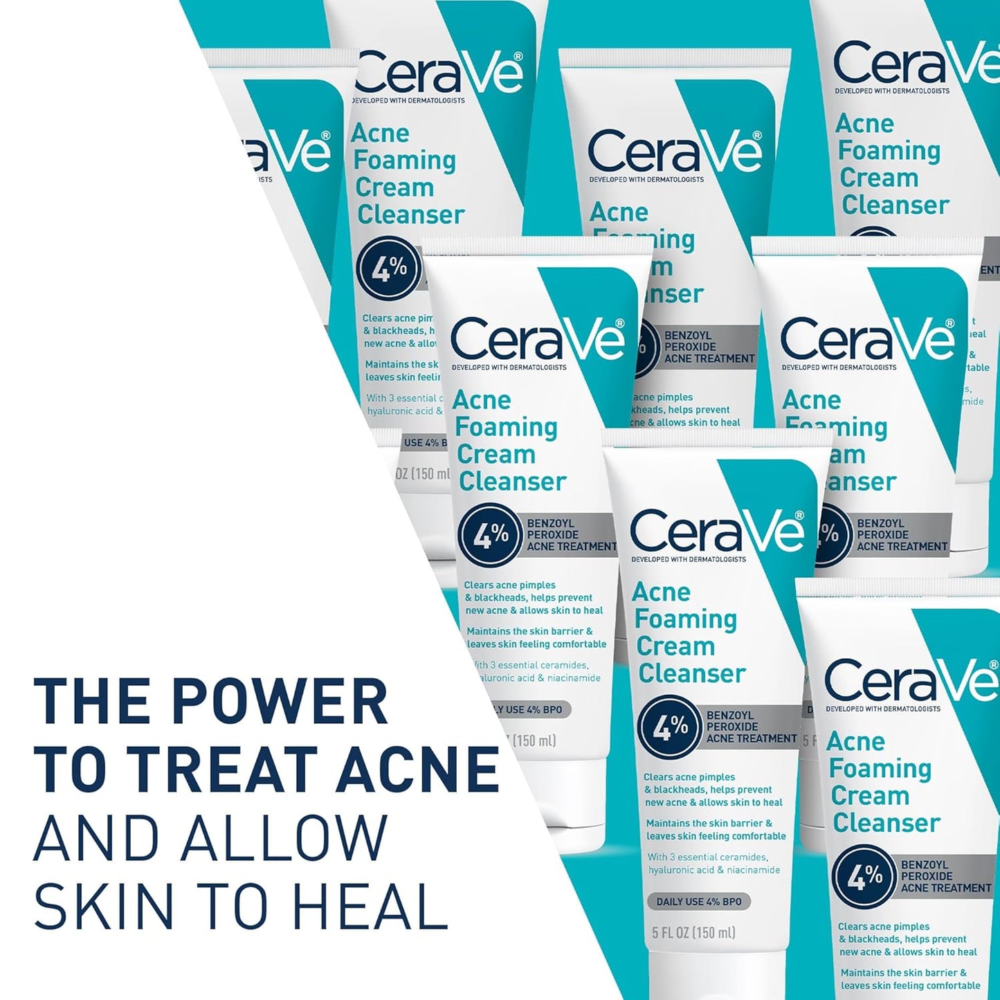 Acne Foaming Cream Cleanser with 4% Benzoyl Peroxide – Gentle Daily Face Wash