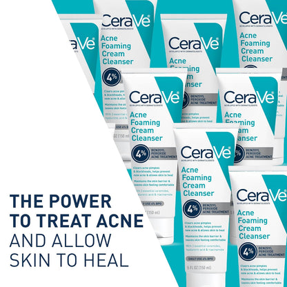 Acne Foaming Cream Cleanser with 4% Benzoyl Peroxide – Gentle Daily Face Wash