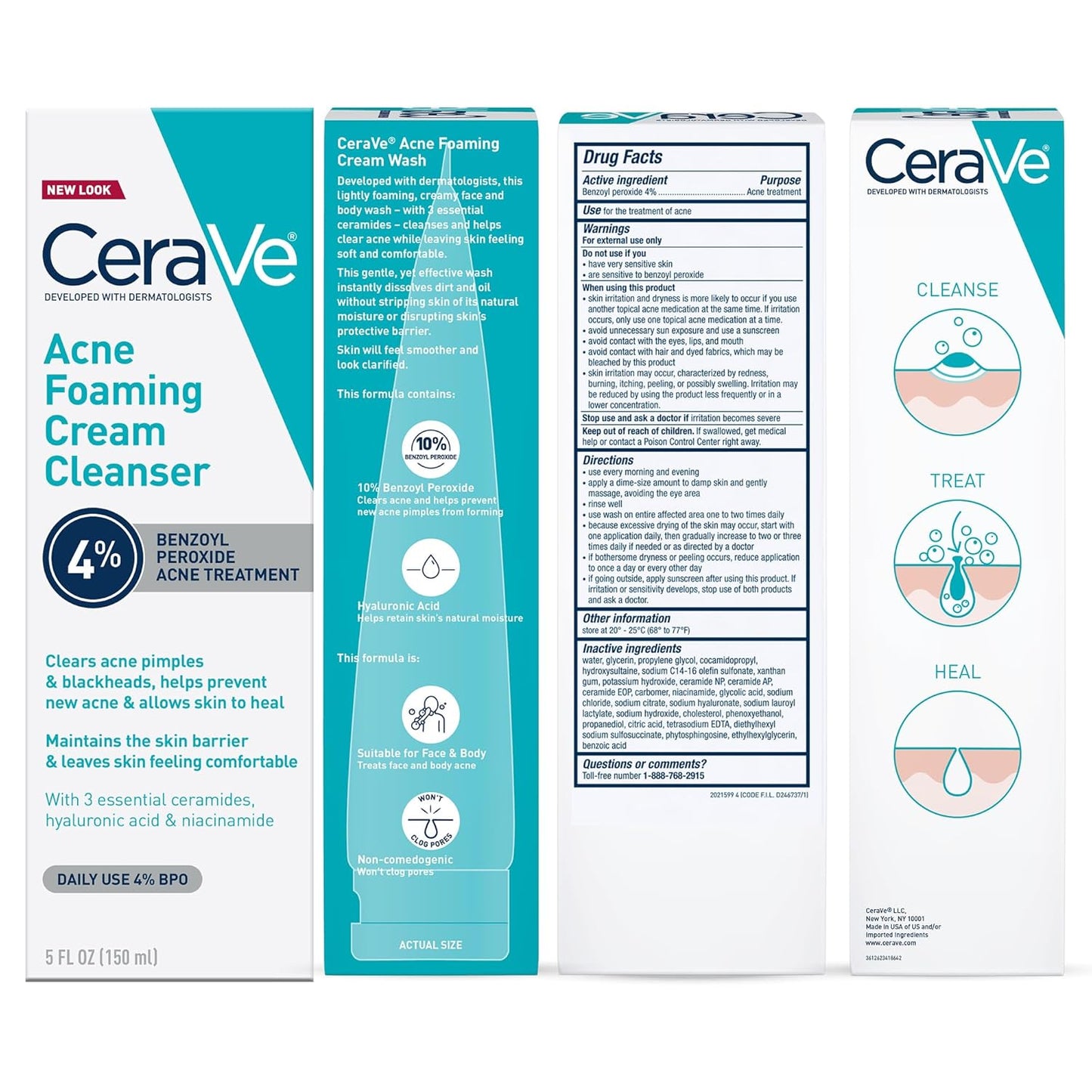 Acne Foaming Cream Cleanser with 4% Benzoyl Peroxide – Gentle Daily Face Wash