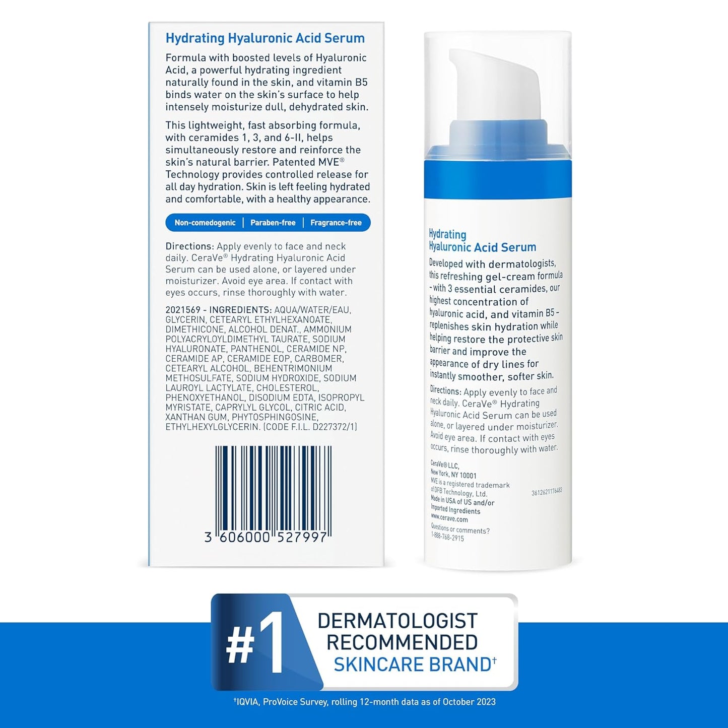 Sérum hydratant à l'acide hyaluronique – Avec vitamine B5 et céramides