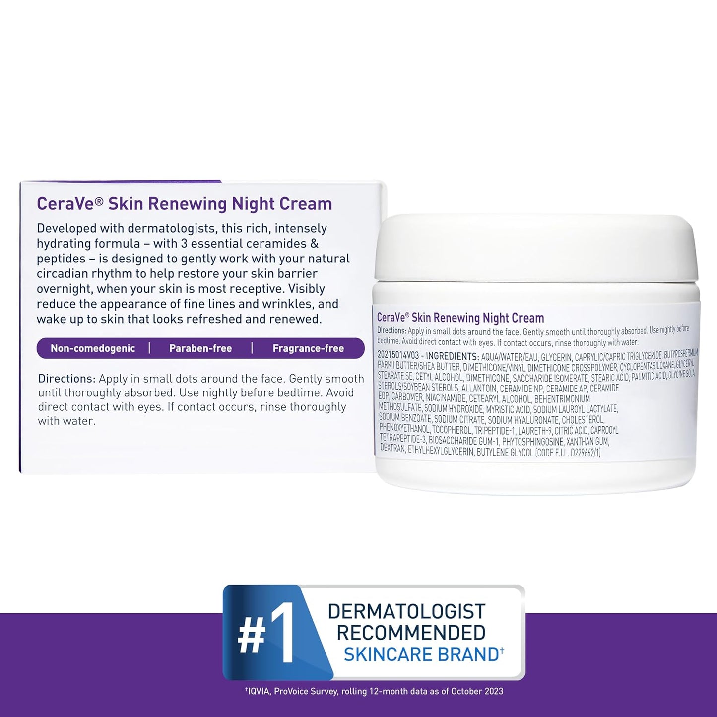 Crème de nuit régénératrice pour la peau – Aux peptides, à la niacinamide et à l'acide hyaluronique