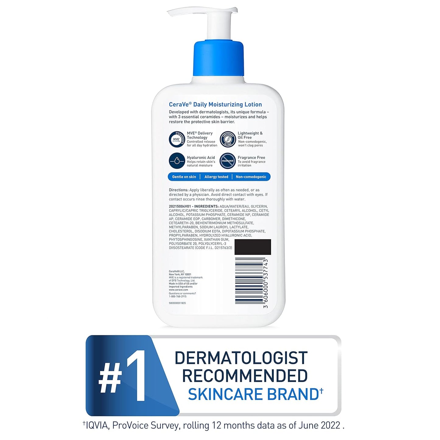 Lotion hydratante quotidienne – Pour le visage et le corps, 530 ml
